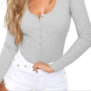 Ribbed long sleeved body suit